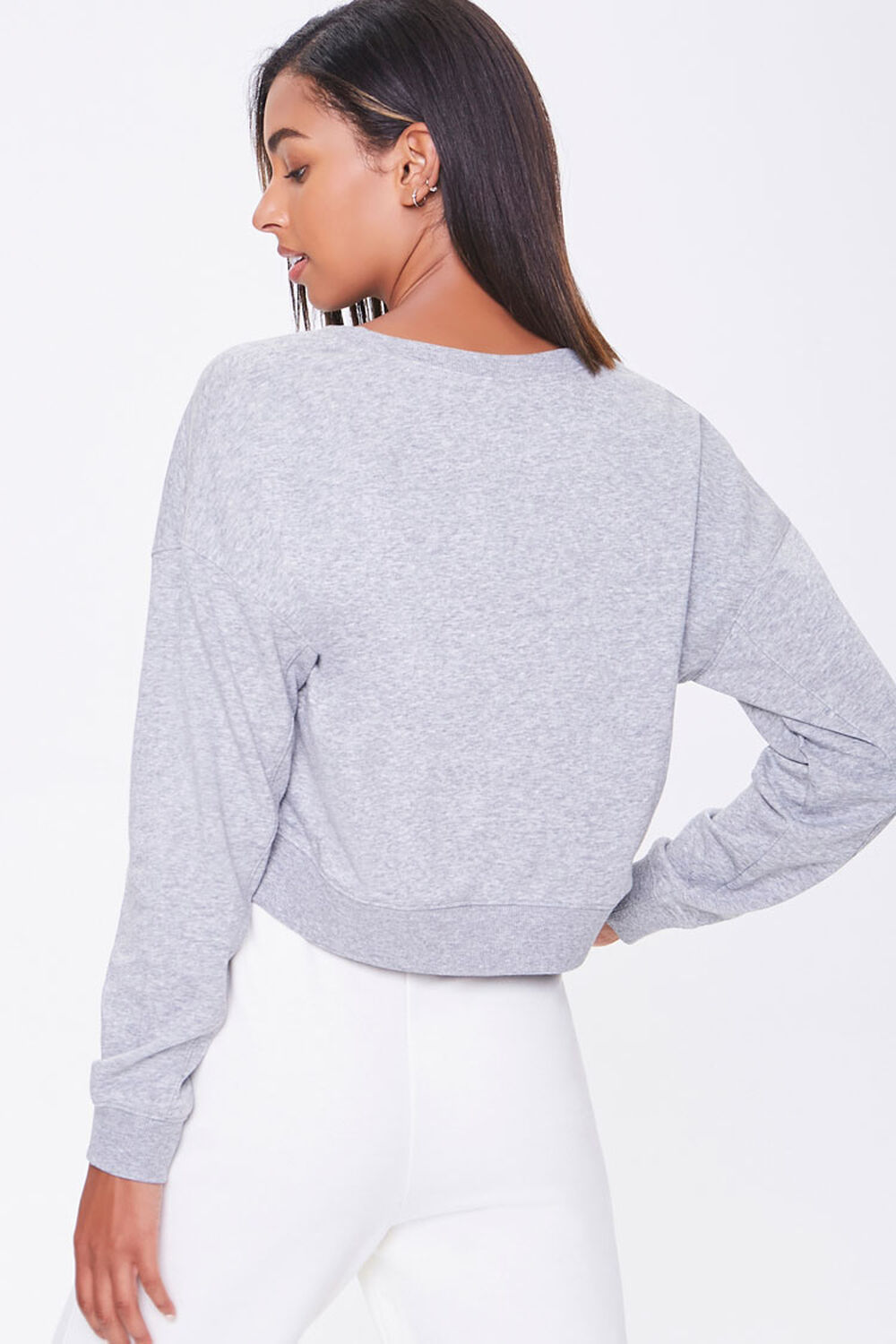HEATHER GREY Split-Neck French Terry Pullover, image 3