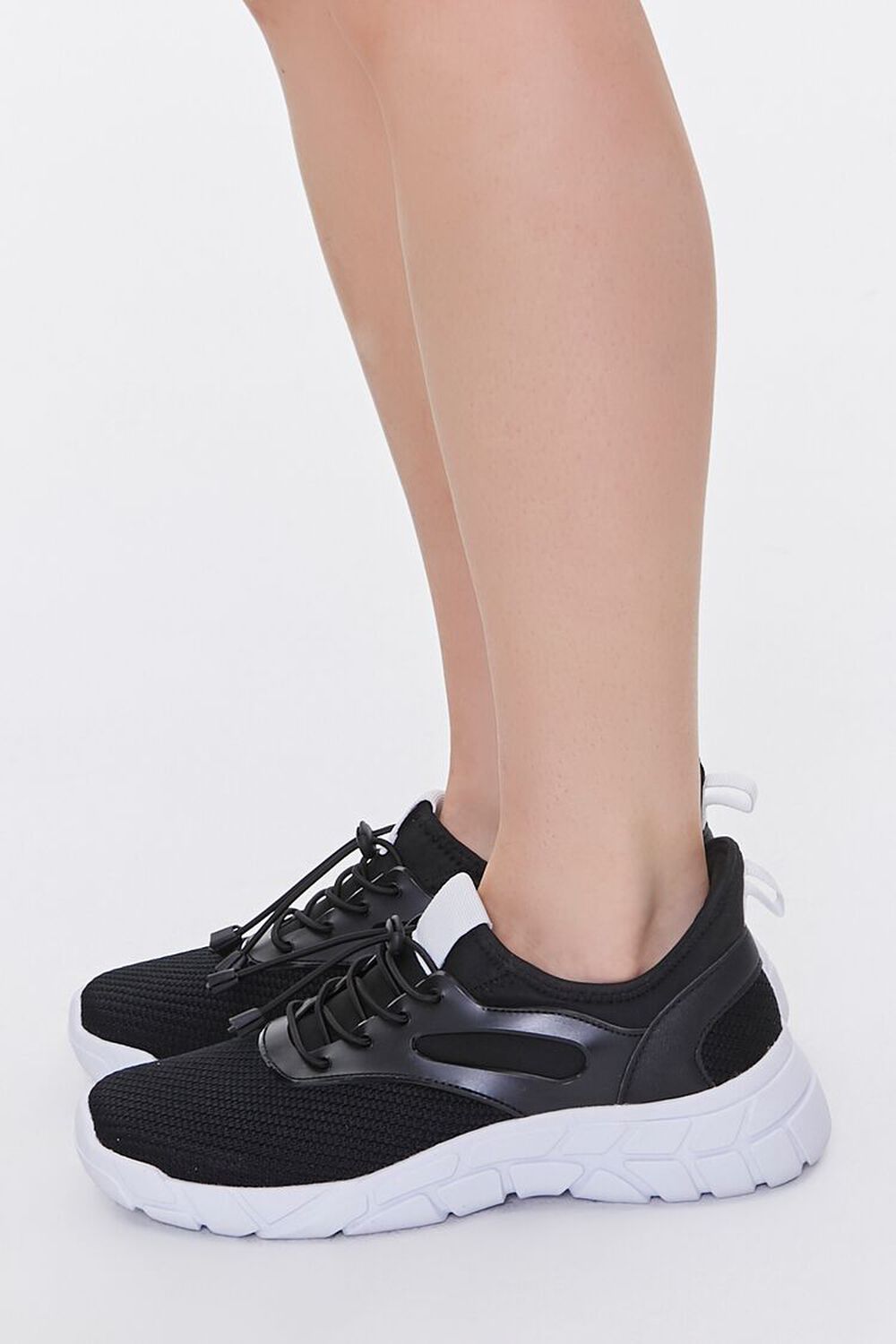 BLACK/BLACK Recycled Lace-Up Low-Top Sneakers, image 2