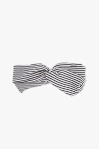 WHITE/BLACK Striped Twist-Top Headwrap, image 2
