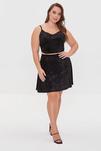 BLACK Plus Size Velvet Cami & Skirt Set, image 4
