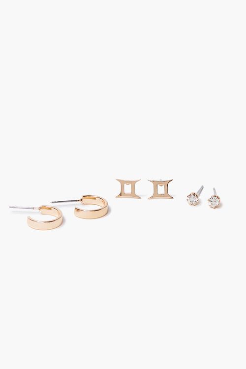 GOLD/GEMINI Zodiac Stud Earring Set, image 1
