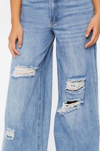 MEDIUM DENIM Distressed Wide-Leg Jeans, image 5