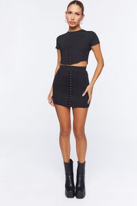 BLACK Corset Crop Top & Mini Skirt Set, image 4