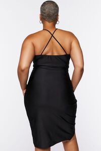 BLACK Plus Size Satin Tulip-Hem Midi Dress, image 3