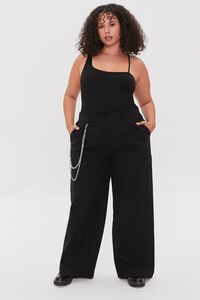 BLACK Plus Size Wallet Chain Pants, image 7