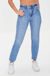 MEDIUM DENIM Premium Distressed Mom Jeans, image 2