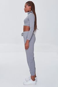 GREY French Terry Crop Top & Joggers Set, image 2