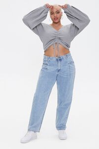 HEATHER GREY Plus Size Ruched Balloon-Sleeve Crop Top, image 4