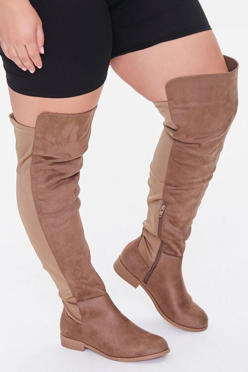 TAUPE Thigh-High Faux Suede Boots (Wide), image 1