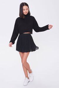 BLACK Chiffon A-Line Mini Skirt, image 4