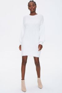 IVORY Fuzzy Knit Sweater Dress, image 4