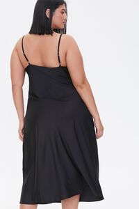 BLACK Plus Size Satin Midi Slip Dress, image 4