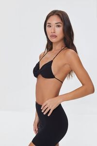 BLACK Knotted Triangle Halter Bikini Top, image 2