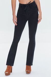WASHED BLACK High-Rise Lace-Up Bootcut Jeans, image 2