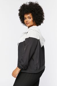 BLACK/WHITE Plus Size Colorblock Windbreaker Jacket, image 2