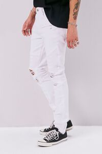 WHITE Distressed Moto Skinny Jeans, image 3
