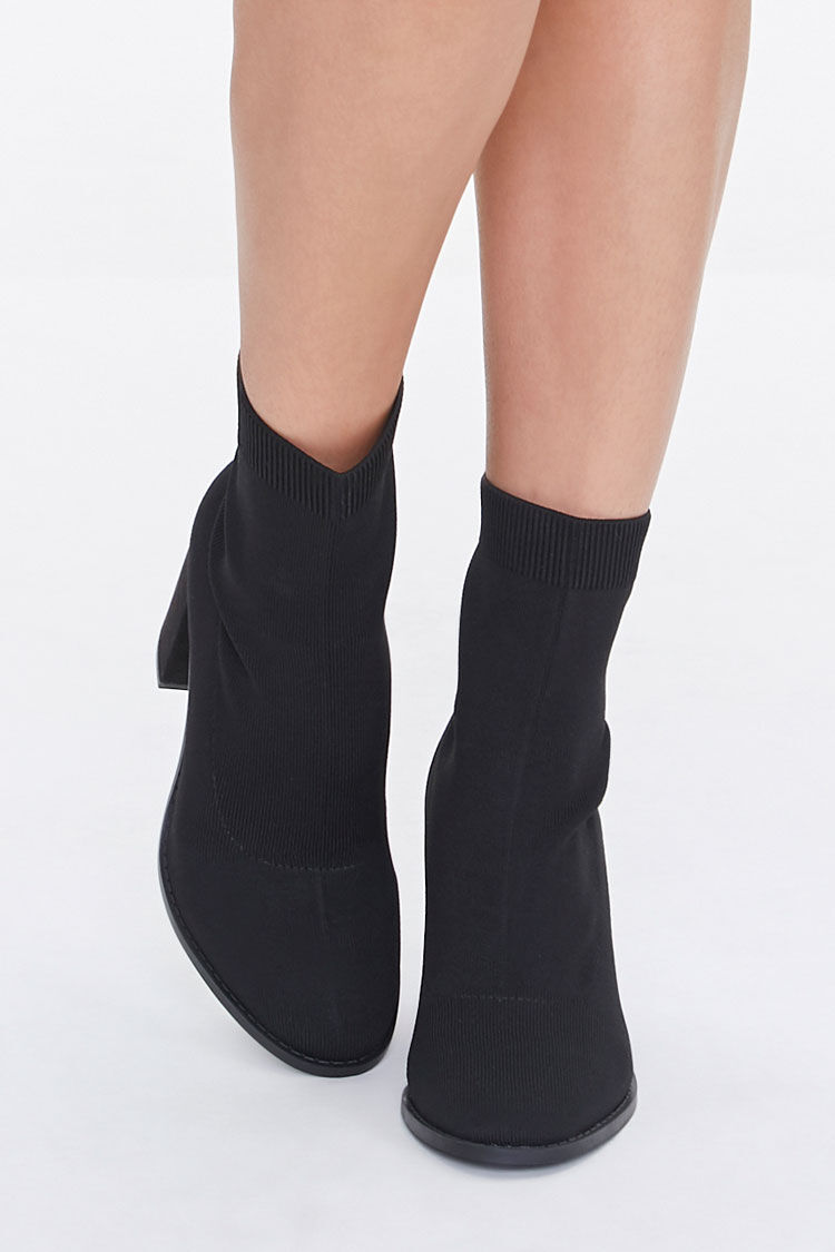 ribbed faux suede booties