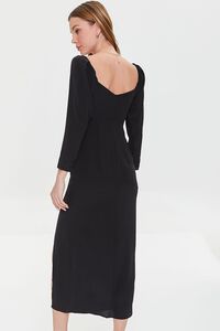BLACK Shirred Midi Slit Dress, image 3
