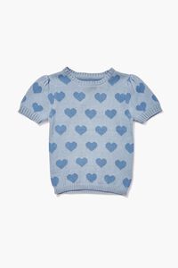BLUE/MULTI Girls Heart Print Sweater (Kids), image 1
