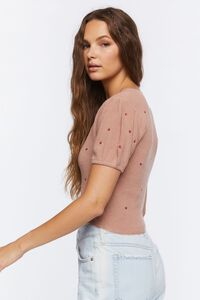 BLUSH/ROSE Sweater-Knit Floral Embroidered Top, image 2