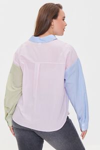 PINK/MULTI Plus Size Colorblock Pocket Shirt, image 3