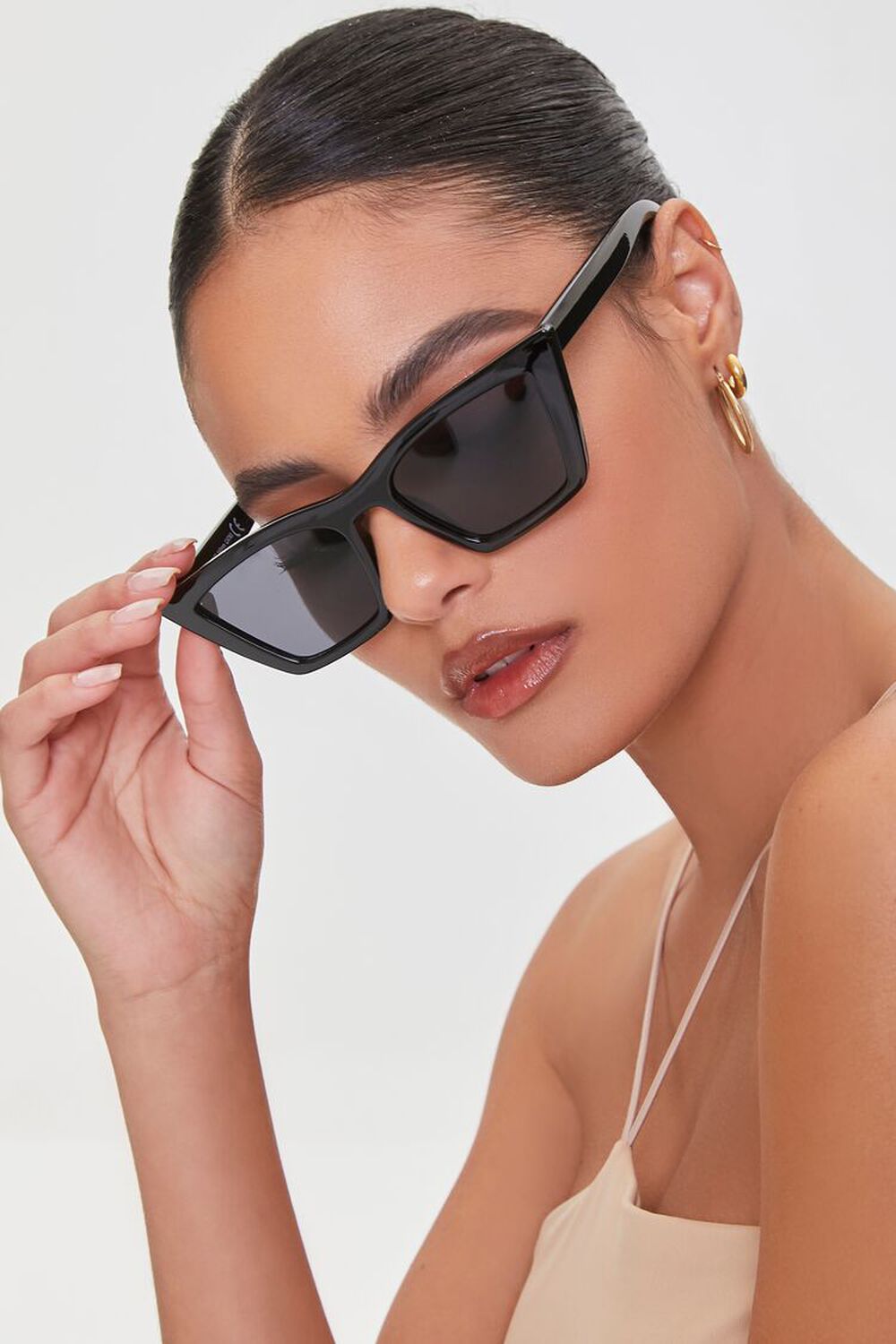 BLACK/BLACK Tinted Cat-Eye Sunglasses, image 1