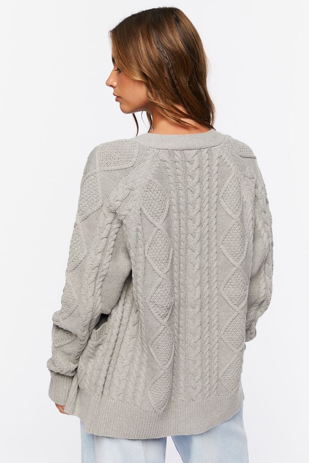 GREY Cable Knit Cardigan Sweater, image 3