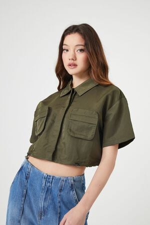 Cropped Nylon Pocket Shirt