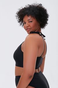 BLACK Plus Size Self-Tie Bikini Top, image 2