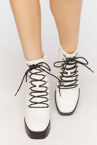 WHITE Faux Leather Lace-Up Booties, image 4