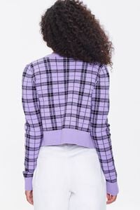 PURPLE/BLACK Plaid Cardigan Sweater, image 3