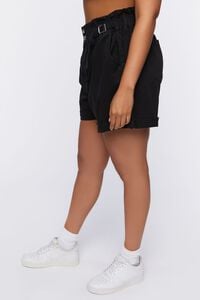 BLACK Plus Size Paperbag Corduroy Shorts, image 3