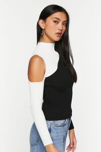 BLACK/VANILLA Open-Shoulder Colorblock Sweater, image 4