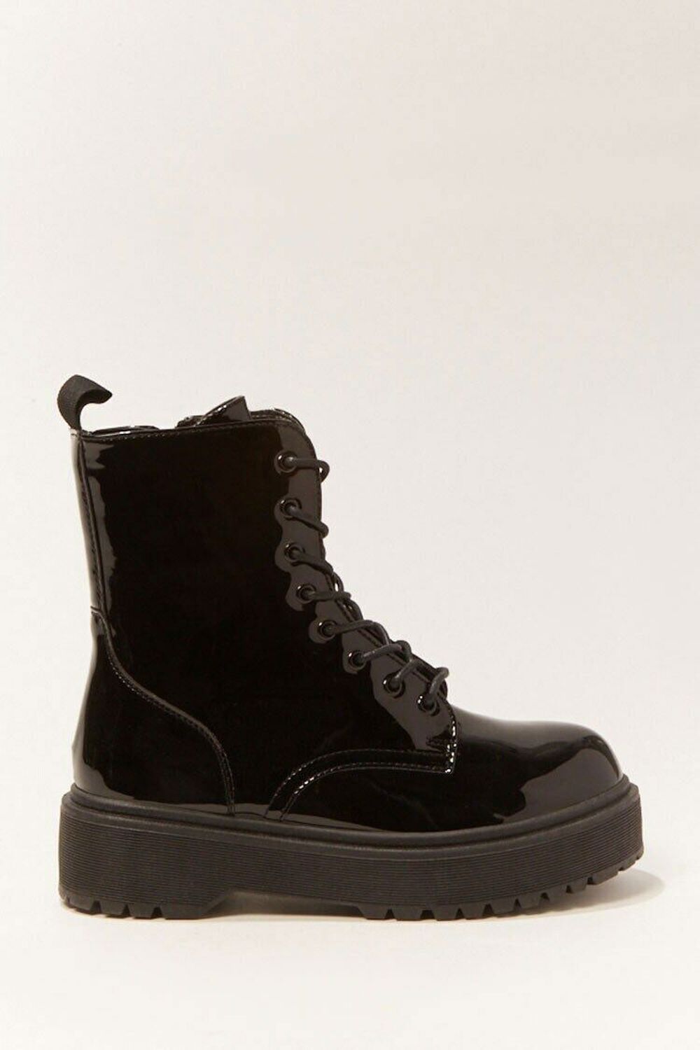 Faux Patent Leather Combat Boots, image 1