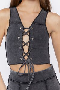CHARCOAL Lace-Up Crop Top & Mini Skirt Set, image 5
