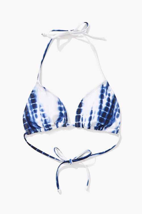 NAVY/WHITE Tie-Dye String Bikini Top, image 4