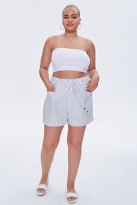 IVORY/BLACK Plus Size Striped Paperbag Shorts, image 5