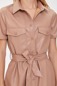 TAUPE Faux Leather Shirt Dress, image 5