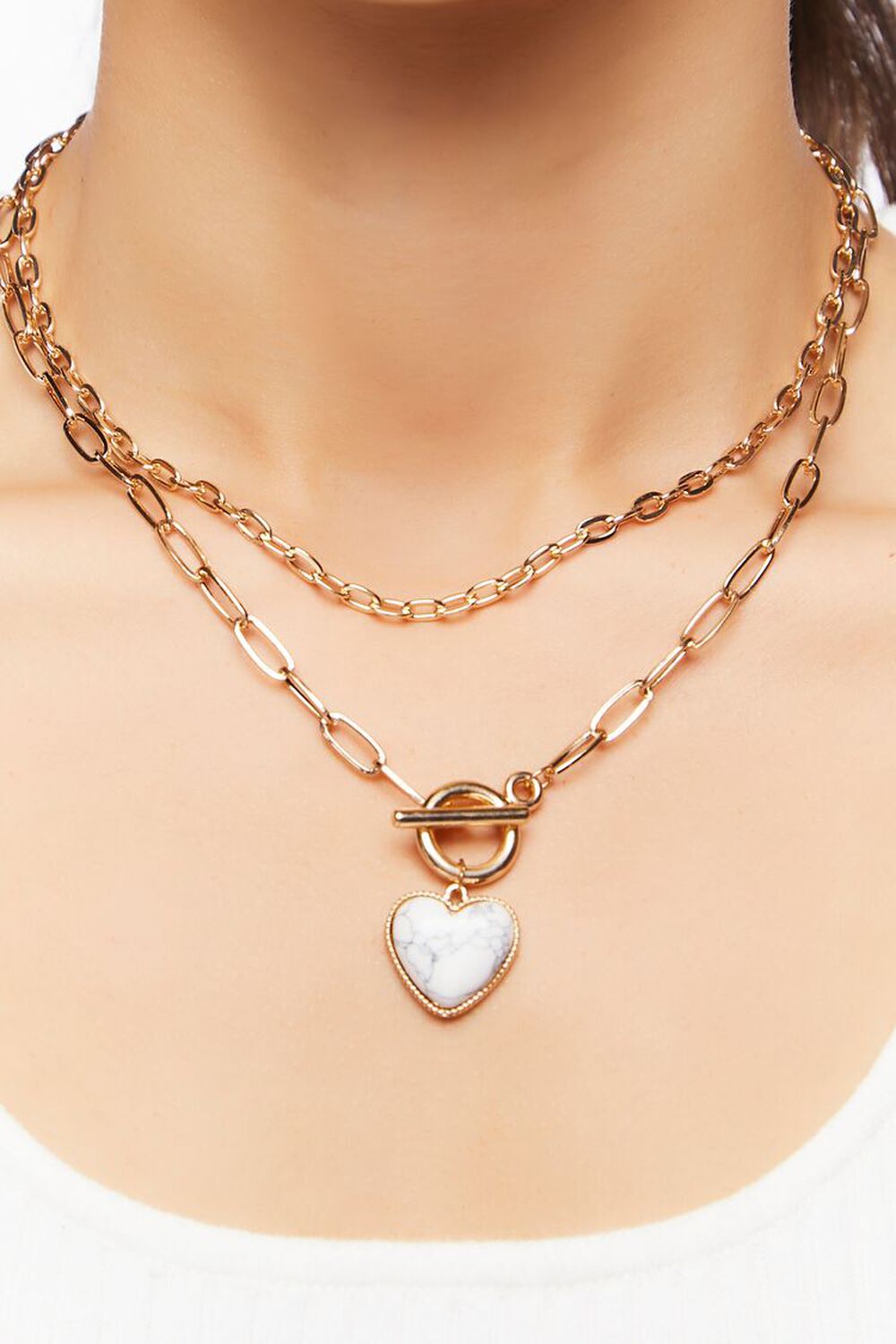 Heart & Lock Layered Chain Necklace