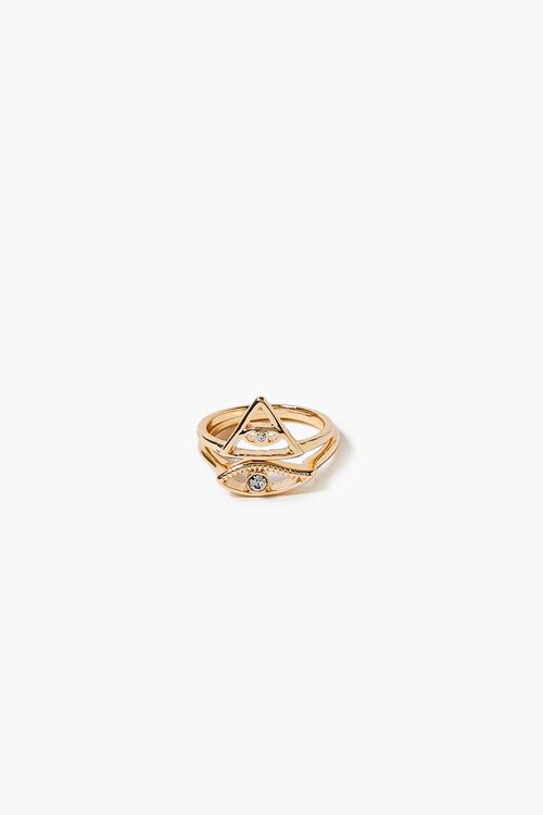 GOLD Rhinestone Evil Eye Ring Set, image 2
