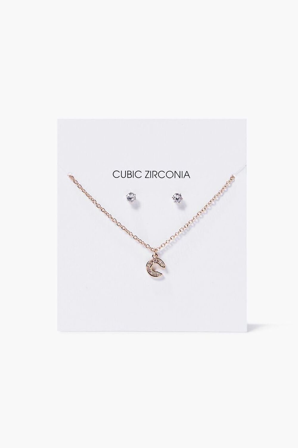 CZ Letter Necklace & Stud Earrings Set, image 1