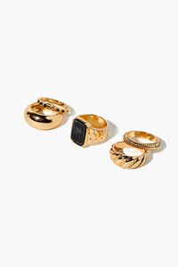 BLACK/GOLD Faux Stone Ring Set, image 2
