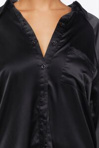BLACK Oversized Satin High-Low Shirt, image 5