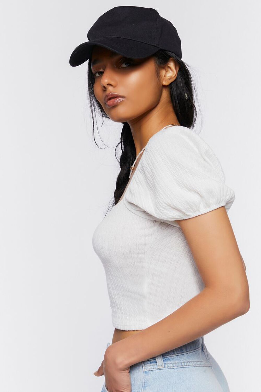 WHITE Buttoned Crop Top, image 2