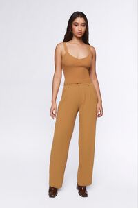 TAUPE Mid-Rise Straight-Leg Trousers, image 1