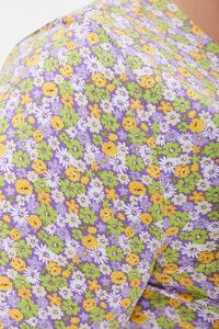 GREEN/MULTI Plus Size Floral Print Mock Wrap Top, image 5