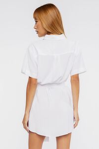 WHITE Tie-Waist Mini Shirt Dress, image 3