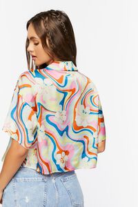 PINK/MULTI Tropical Floral Print Cropped Shirt, image 3