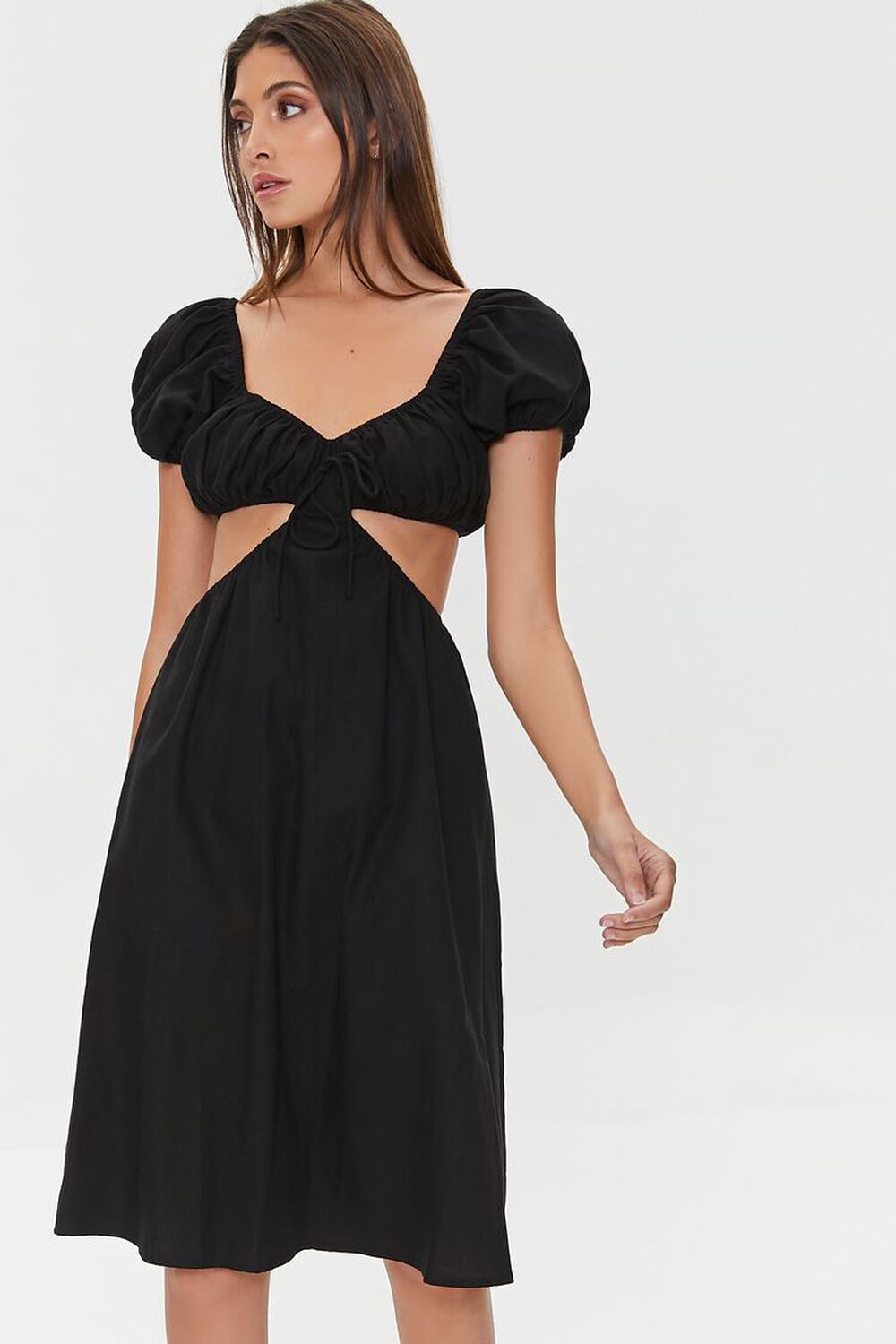 BLACK Sweetheart Cutout Midi Dress, image 1