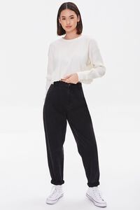 IVORY Ribbed Knit Cropped Sweater, image 4